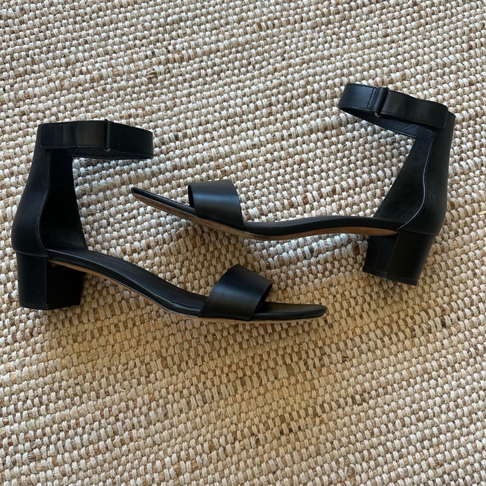 Vince Black Heels with Ankle Strap and Block Heel